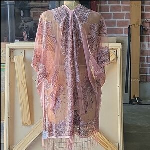 Kimono Shawl Cardigan Pretty Persuasions One Size Boho Festival Concert Fringe